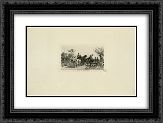 L'arrivee au rendez-vous 24x18 Black Ornate Wood Framed Art Print Poster with Double Matting by Jacque, Charles