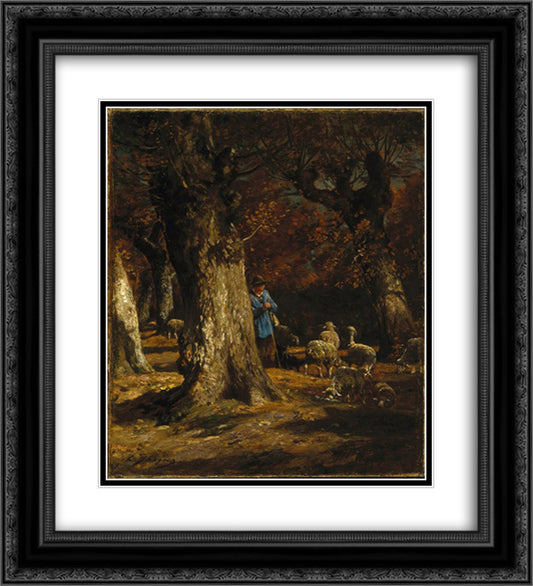 The Old Forest 20x22 Black Ornate Wood Framed Art Print Poster with Double Matting by Jacque, Charles