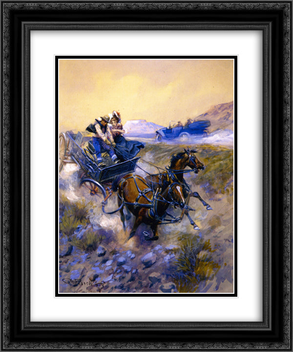 Life Saver 20x24 Black Ornate Wood Framed Art Print Poster with Double Matting by Russell, Charles M.