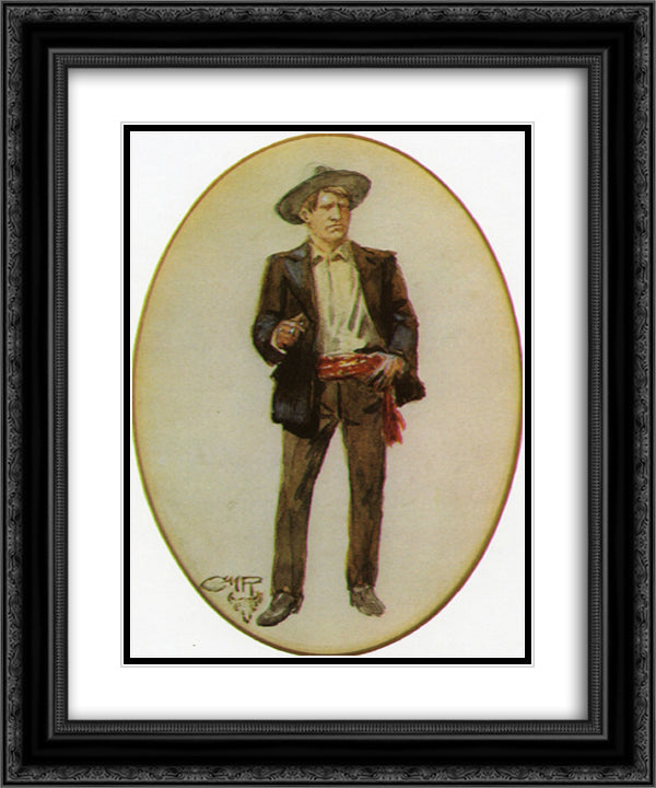 Self Portrait 20x24 Black Ornate Wood Framed Art Print Poster with Double Matting by Russell, Charles M.