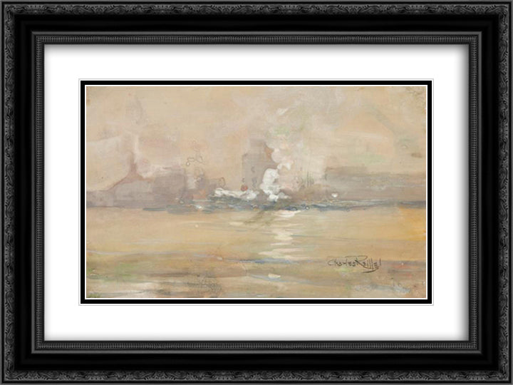Foggy Morning, No. 2 24x18 Black Ornate Wood Framed Art Print Poster with Double Matting by Reiffel, Charles