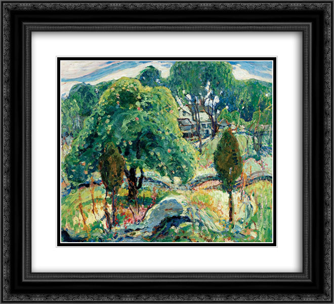 Summer Design 22x20 Black Ornate Wood Framed Art Print Poster with Double Matting by Reiffel, Charles