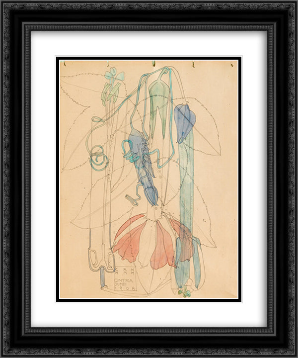 Cintra 20x24 Black Ornate Wood Framed Art Print Poster with Double Matting by Mackintosh, Charles Rennie
