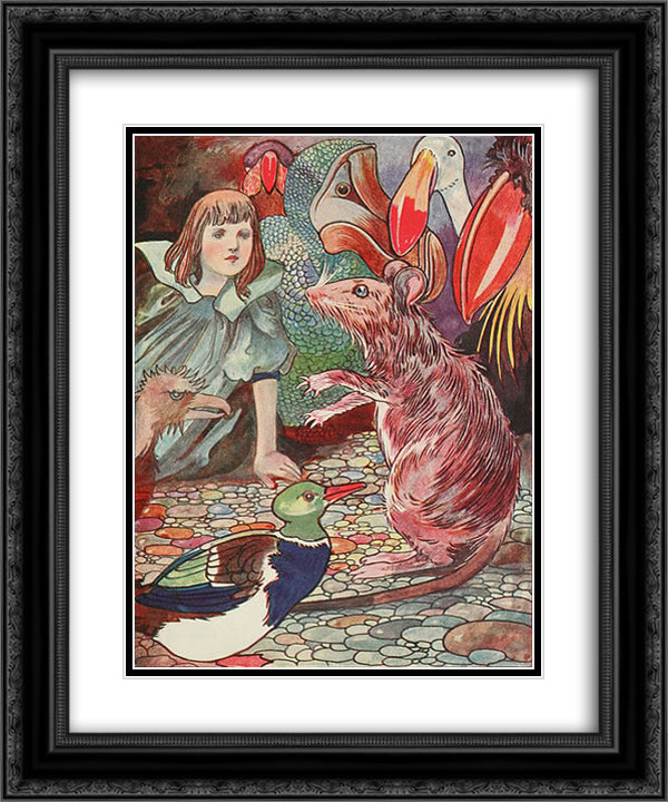 Ahem - said the mouse with an important air 20x24 Black Ornate Wood Framed Art Print Poster with Double Matting by Robinson, Charles