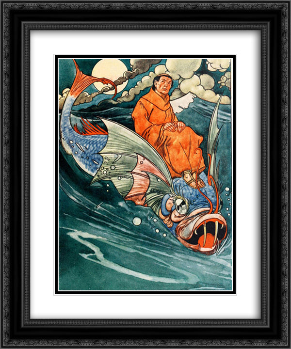 All night they travelled across the sea 20x24 Black Ornate Wood Framed Art Print Poster with Double Matting by Robinson, Charles