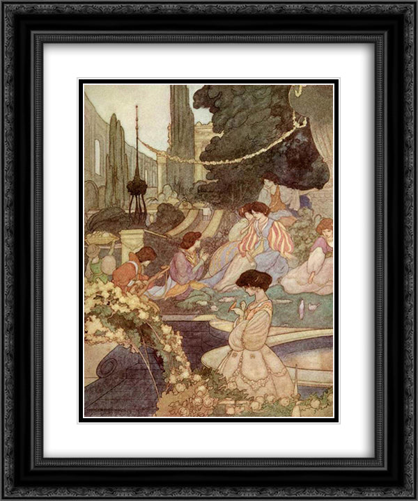 The happy prince 20x24 Black Ornate Wood Framed Art Print Poster with Double Matting by Robinson, Charles