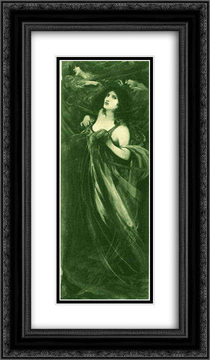 The Rhine Maidens 1890 14x24 Black Ornate Wood Framed Art Print Poster with Double Matting by Robinson, Charles