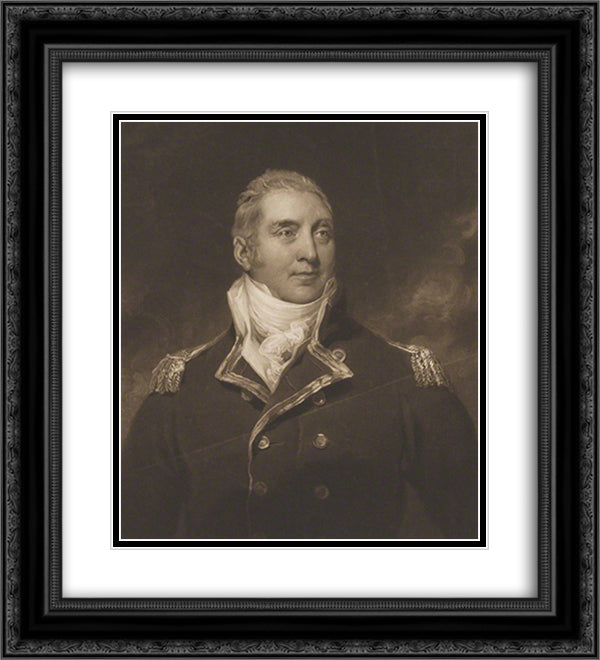 Edward Pellew, 1st Viscount Exmouth 20x22 Black Ornate Wood Framed Art Print Poster with Double Matting by Turner, Charles