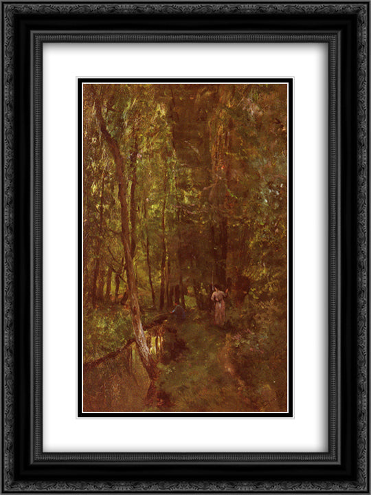 Le Ru de Valmondois 18x24 Black Ornate Wood Framed Art Print Poster with Double Matting by Daubigny, Charles Francois
