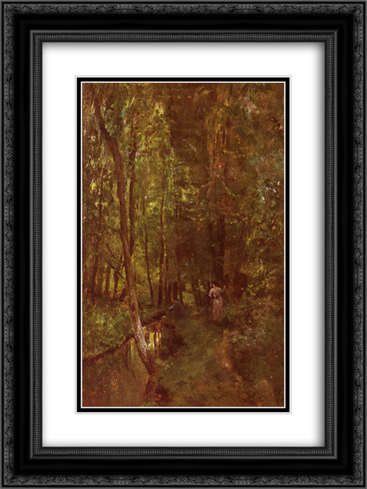 Le Ru de Valmondois 18x24 Black Ornate Wood Framed Art Print Poster with Double Matting by Daubigny, Charles Francois
