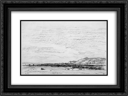 Low tide on the coast 24x18 Black Ornate Wood Framed Art Print Poster with Double Matting by Daubigny, Charles Francois