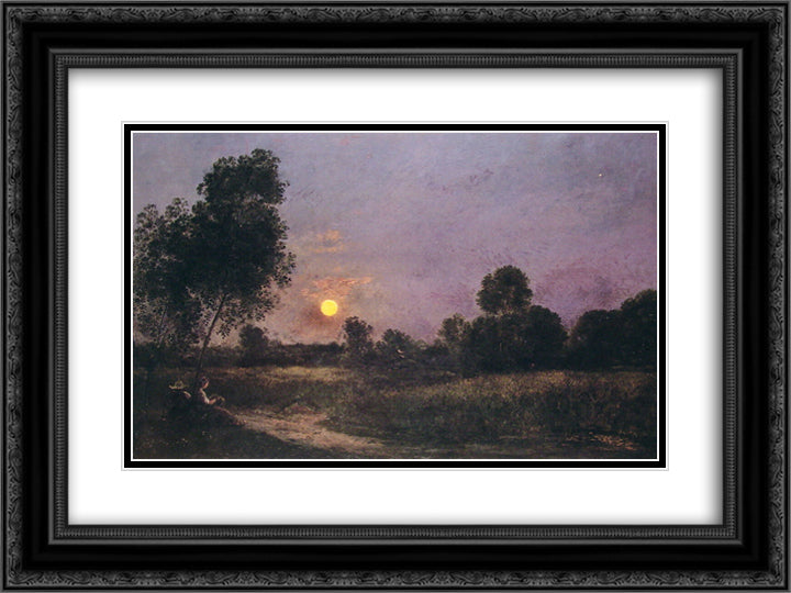 Not identified 24x18 Black Ornate Wood Framed Art Print Poster with Double Matting by Daubigny, Charles Francois