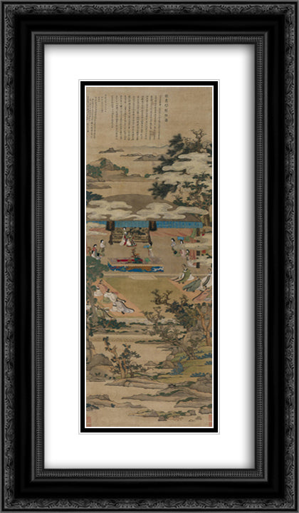 Lady Xuanwen Jun Giving Instructions on the Classics 14x24 Black Ornate Wood Framed Art Print Poster with Double Matting by Hongshou, Chen
