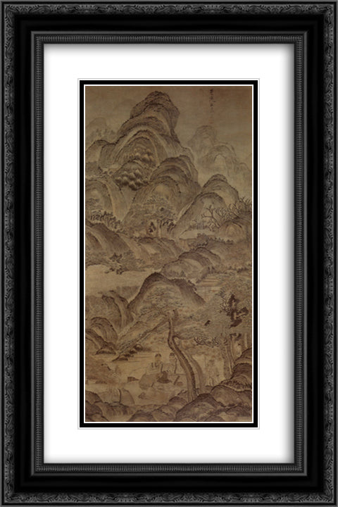 Landscape of Pine Valley 16x24 Black Ornate Wood Framed Art Print Poster with Double Matting by Hongshou, Chen