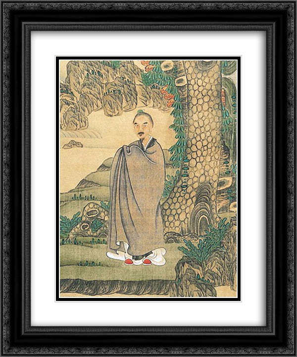 Self-portrait (detail) 20x24 Black Ornate Wood Framed Art Print Poster with Double Matting by Hongshou, Chen