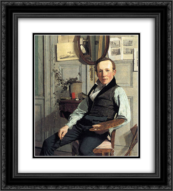Portrait of Frederik Hansen Sodring 20x22 Black Ornate Wood Framed Art Print Poster with Double Matting by Kobke, Christen