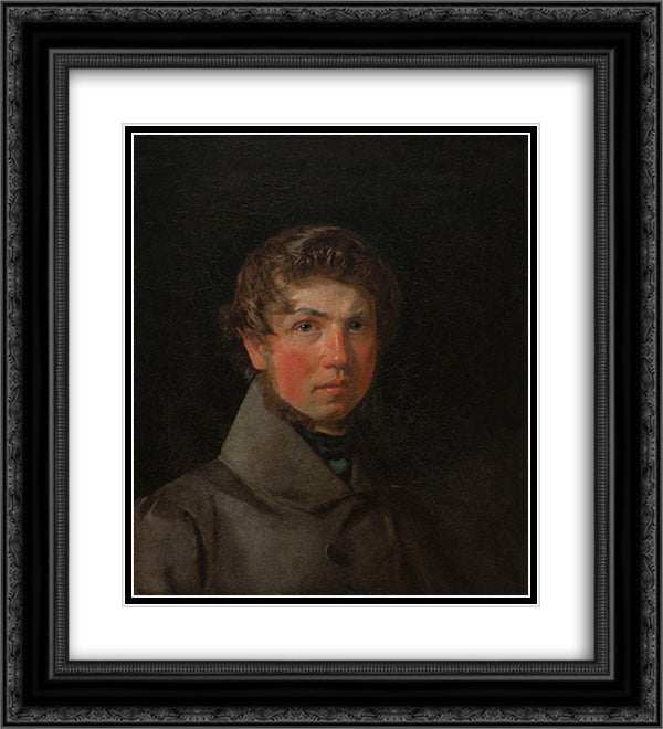 Self-Portrait 20x22 Black Ornate Wood Framed Art Print Poster with Double Matting by Kobke, Christen