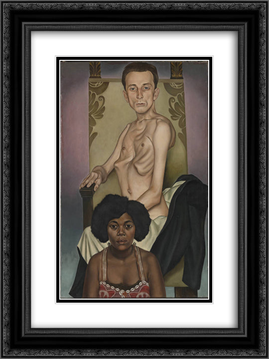 Agosta, the Pigeon - Chested Man, and Rasha, the Black Dove 18x24 Black Ornate Wood Framed Art Print Poster with Double Matting by Schad, Christian