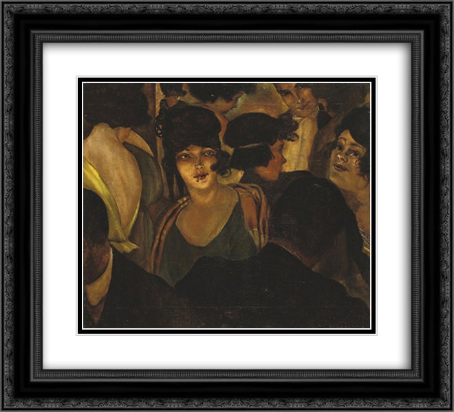 Cafe d'Italia 22x20 Black Ornate Wood Framed Art Print Poster with Double Matting by Schad, Christian
