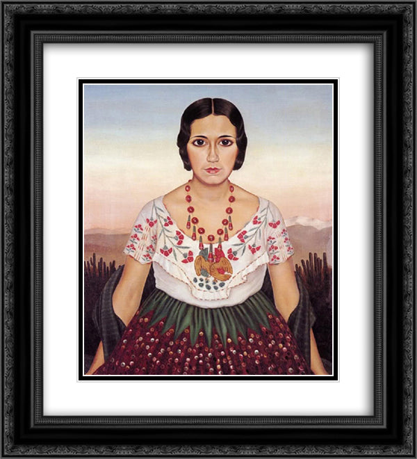 Mexican Girl 20x22 Black Ornate Wood Framed Art Print Poster with Double Matting by Schad, Christian