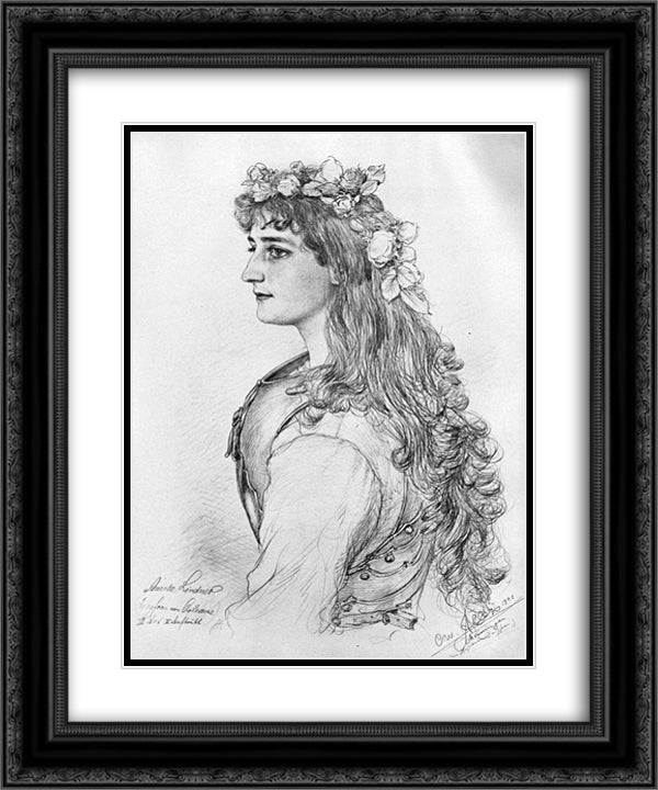 Portrait of Amanda Lindner 20x24 Black Ornate Wood Framed Art Print Poster with Double Matting by Allers, Christian Wilhelm
