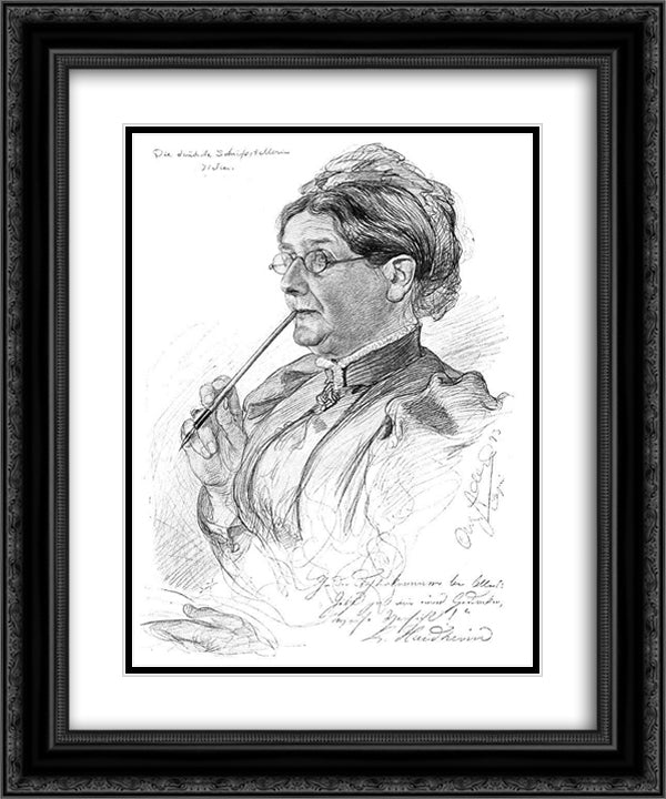 Portrait of Luise Haidheim 20x24 Black Ornate Wood Framed Art Print Poster with Double Matting by Allers, Christian Wilhelm