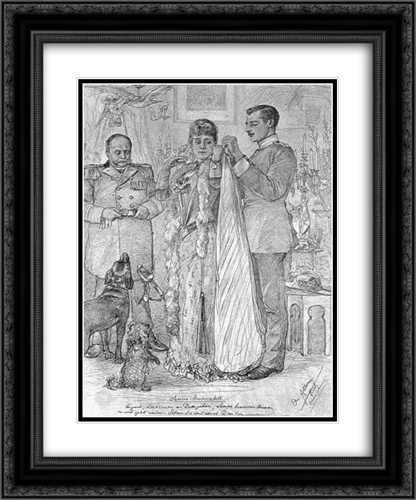 Preparing for a navy academy festival 20x24 Black Ornate Wood Framed Art Print Poster with Double Matting by Allers, Christian Wilhelm