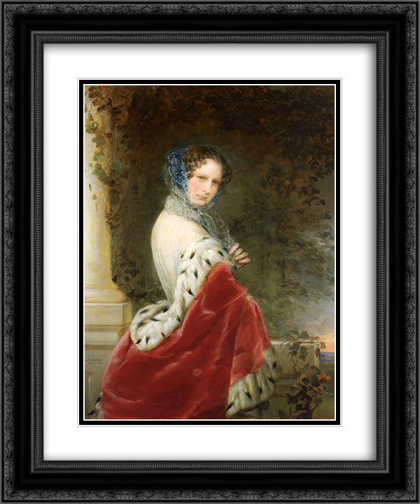 Portrait of Empress Alexandra Fyodorovna (Charlotte of Prussia) 20x24 Black Ornate Wood Framed Art Print Poster with Double Matting by Robertson, Christina