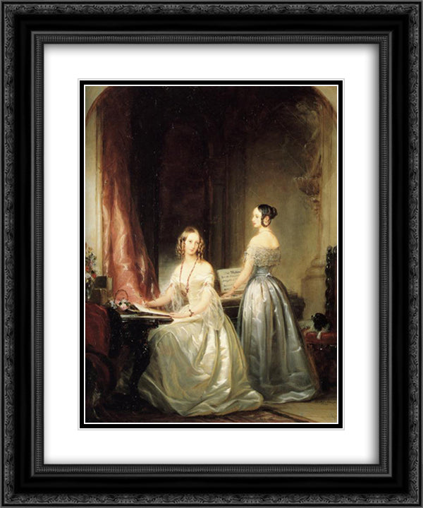 Portrait of Grand Duchesses Olga Nikolaevna and Alexandra Nikolaevna 20x24 Black Ornate Wood Framed Art Print Poster with Double Matting by Robertson, Christina