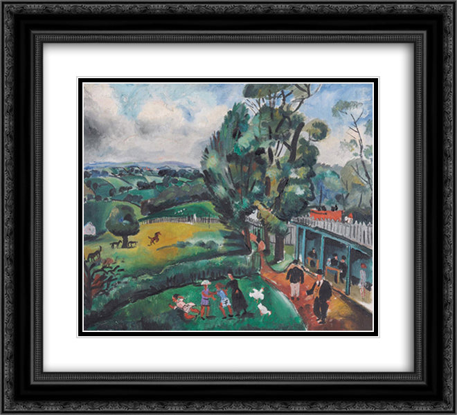 Landscape with Figures 22x20 Black Ornate Wood Framed Art Print Poster with Double Matting by Wood, Christopher