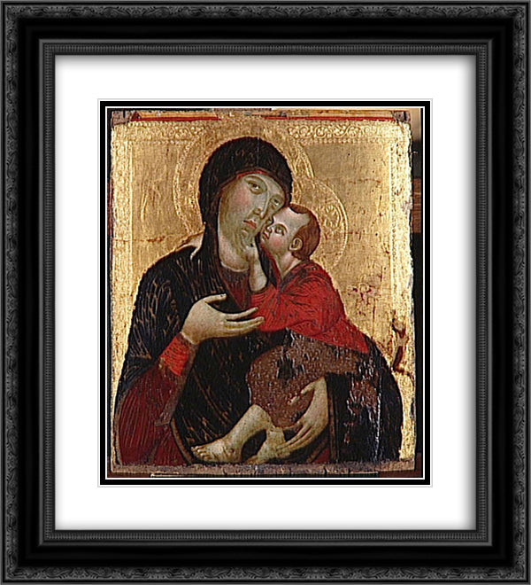 Virgin and Child 20x22 Black Ornate Wood Framed Art Print Poster with Double Matting by Cimabue