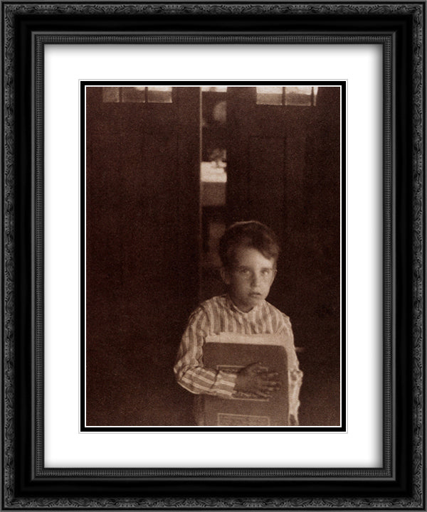 Boy with Camera Work 20x24 Black Ornate Wood Framed Art Print Poster with Double Matting by White, Clarence
