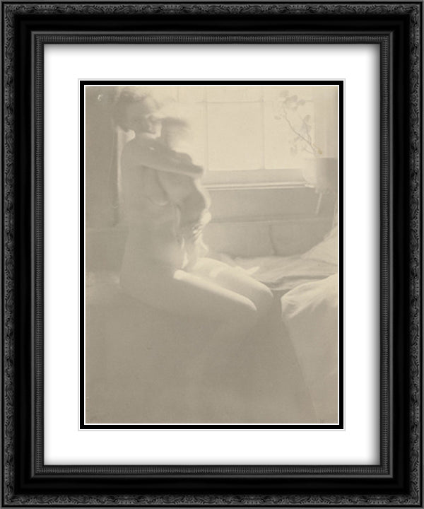 Mother and Child 20x24 Black Ornate Wood Framed Art Print Poster with Double Matting by White, Clarence