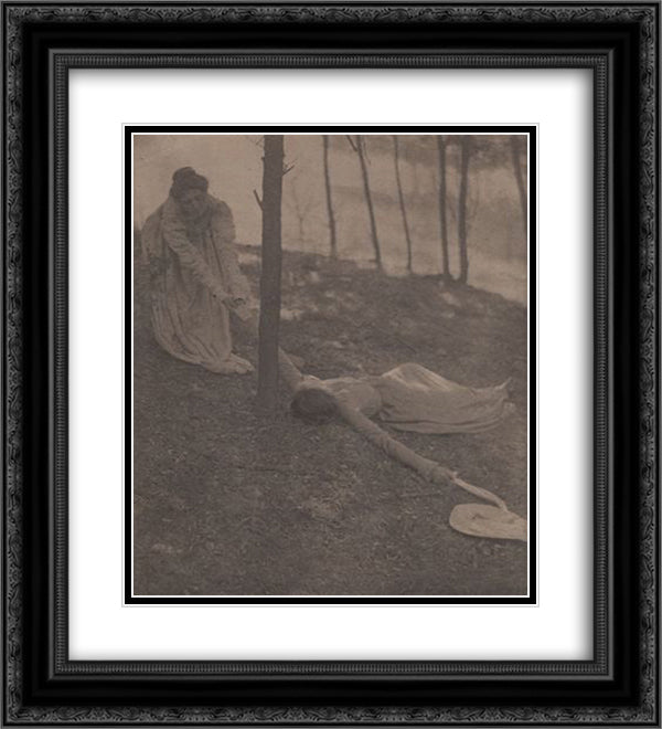 The Hillside 20x22 Black Ornate Wood Framed Art Print Poster with Double Matting by White, Clarence