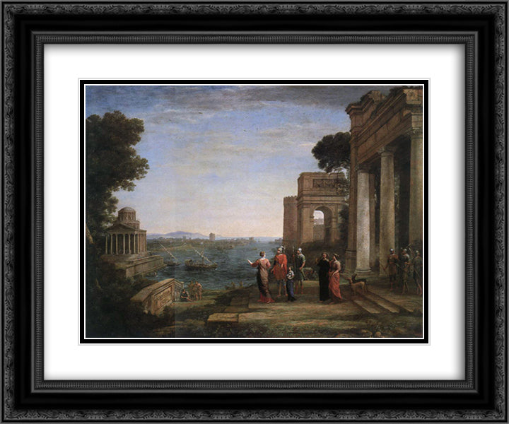 Aeneas and Dido in Carthage 24x20 Black Ornate Wood Framed Art Print Poster with Double Matting by Lorrain, Claude