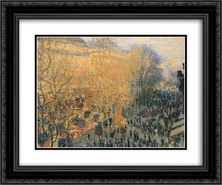 Boulevard of Capucines 24x20 Black Ornate Wood Framed Art Print Poster with Double Matting by Monet, Claude