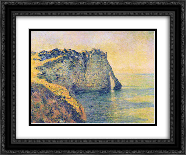 Cliffs of the Porte d'Aval 24x20 Black Ornate Wood Framed Art Print Poster with Double Matting by Monet, Claude