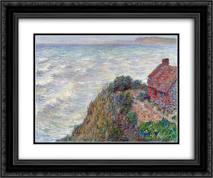 Fisherman`s House in Petit-Ailly 24x20 Black Ornate Wood Framed Art Print Poster with Double Matting by Monet, Claude