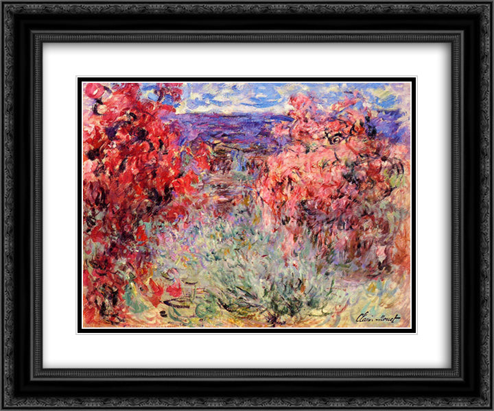 Flowering Trees near the Coast 24x20 Black Ornate Wood Framed Art Print Poster with Double Matting by Monet, Claude