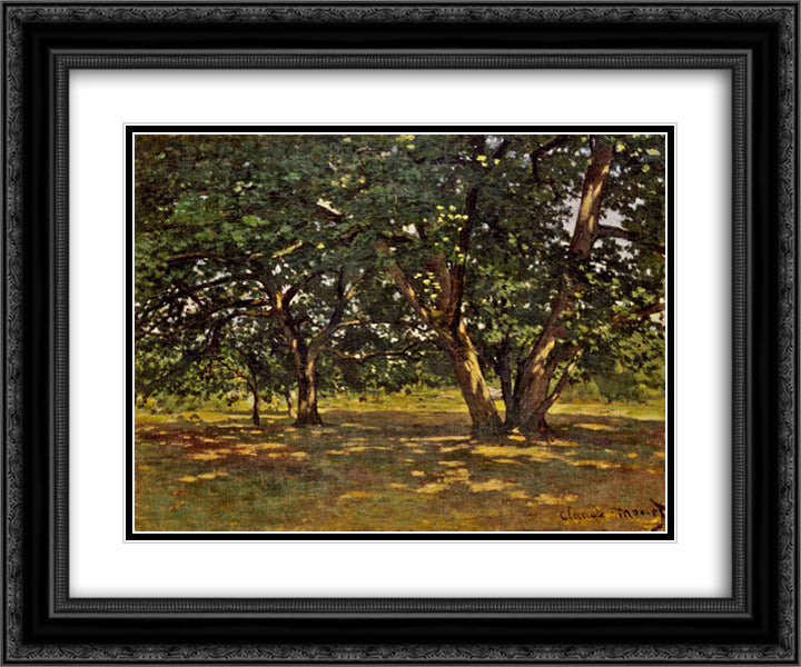 Fontainebleau Forest 24x20 Black Ornate Wood Framed Art Print Poster with Double Matting by Monet, Claude