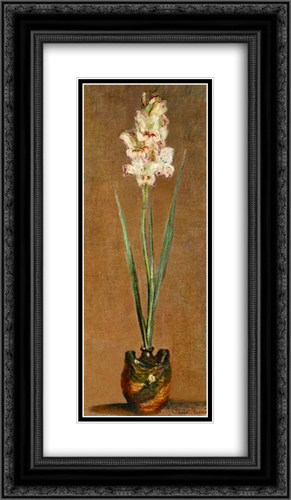 Gladiolus 14x24 Black Ornate Wood Framed Art Print Poster with Double Matting by Monet, Claude