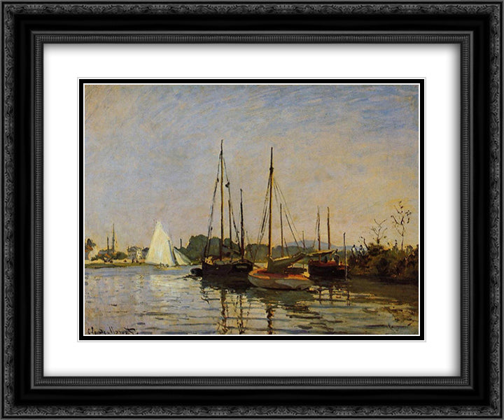 Pleasure Boats, Argenteuil, c.1872-3 (oil on canvas) 24x20 Black Ornate Wood Framed Art Print Poster with Double Matting by Monet, Claude