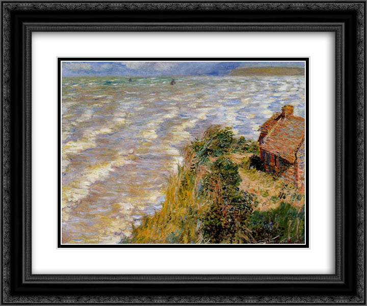 Rising Tide at Pourville 24x20 Black Ornate Wood Framed Art Print Poster with Double Matting by Monet, Claude