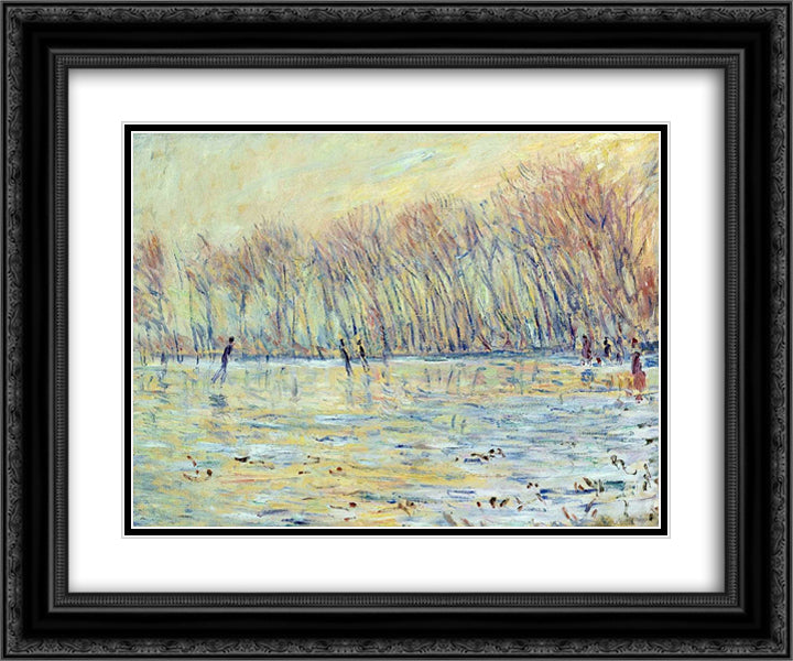 Scaters in Giverny 24x20 Black Ornate Wood Framed Art Print Poster with Double Matting by Monet, Claude
