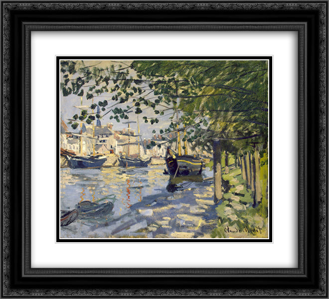 Seine at Rouen 22x20 Black Ornate Wood Framed Art Print Poster with Double Matting by Monet, Claude
