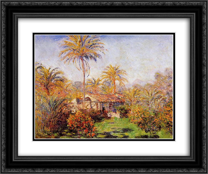 Small Country Farm in Bordighera 24x20 Black Ornate Wood Framed Art Print Poster with Double Matting by Monet, Claude