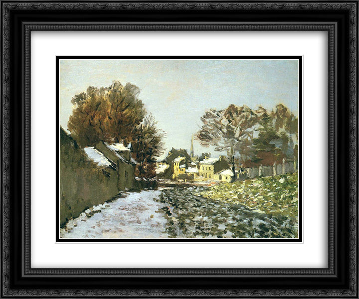 Snow at Argenteuil 24x20 Black Ornate Wood Framed Art Print Poster with Double Matting by Monet, Claude