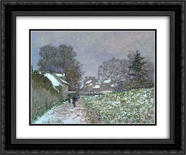 Snow at Argenteuil 02 24x20 Black Ornate Wood Framed Art Print Poster with Double Matting by Monet, Claude