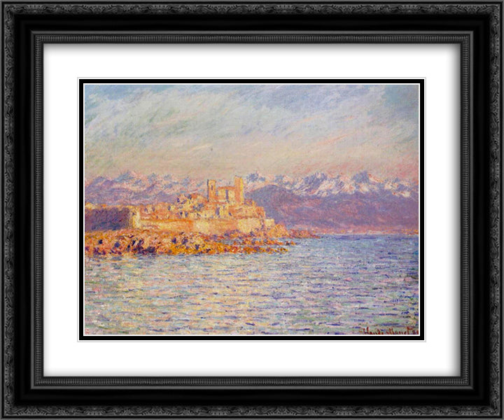 The Bay of Antibes 24x20 Black Ornate Wood Framed Art Print Poster with Double Matting by Monet, Claude