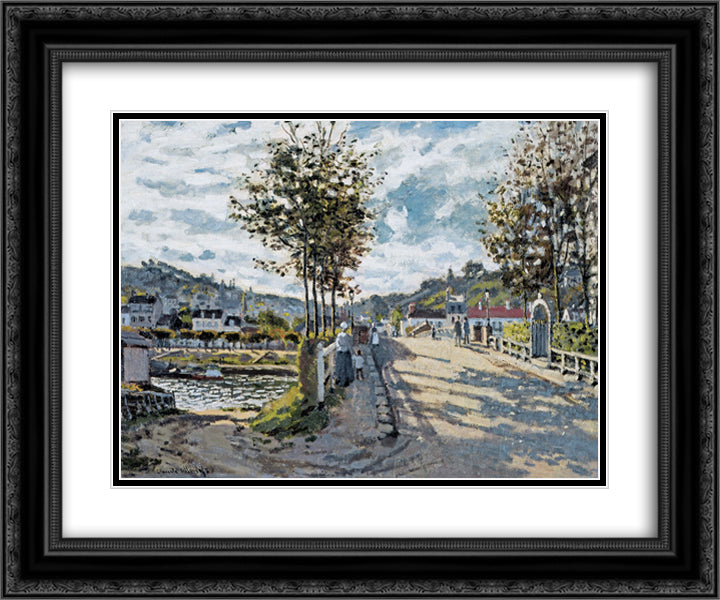 The Bridge at Bougival 24x20 Black Ornate Wood Framed Art Print Poster with Double Matting by Monet, Claude